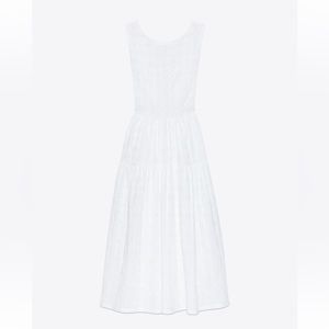 ZARA Cotton Embroidered Eyelet Backless Tie Tulle Dress M